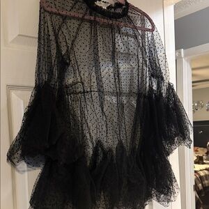 Cato Black Sheer Polka Dot Blouse